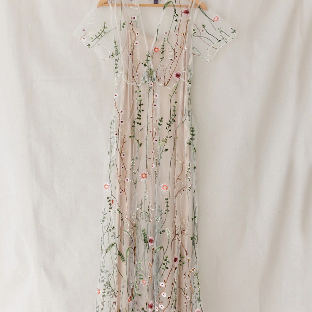 Elestory floral embroidered maxi dress